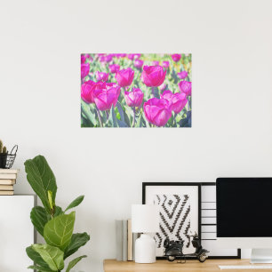  roze Tulpen Tuin Art Poster