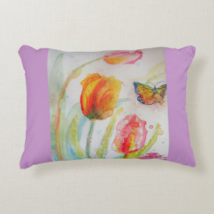 Roze tulpen tulp watercolor decor kussen