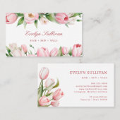 Roze tulpen visitekaartje (Voorkant / Achterkant)