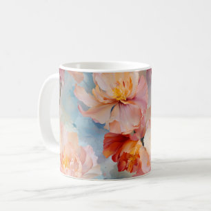 Roze Tulpen Waterverf Bloemenmotief Koffiemok