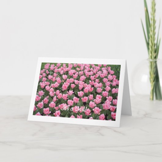 Roze Tulpen Wenskaart Kaart (Voorkant)