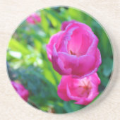 Roze tulpen zandsteen onderzetter (Voorkant)