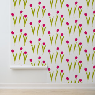 Roze tulpenbehang behang