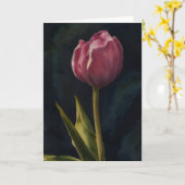  Roze Tulpenbloem Dramatische Art Note Kaart (Gele Bloem)