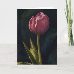 Roze Tulpenbloem Dramatische Art Note Kaart