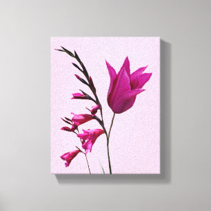 roze tulpenbloem Eenvoudige moderne bloemkunst Canvas Afdruk