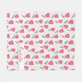 Roze tulpenpatroon aangepast fleece deken (Voorkant (Horizontaal))