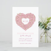 Roze tulpharteninformatie voor bruiloft (Staand voorkant)