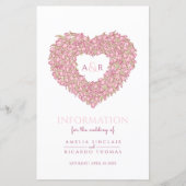 Roze tulpharteninformatie voor bruiloft (Voorkant)