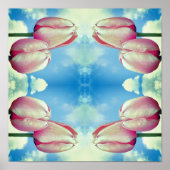 Roze Tulps Blue Sky en White Clouds Abstract Poster (Voorkant)