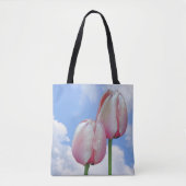Roze Tulps Blue Sky en White Clouds Draagtas (Voorkant)