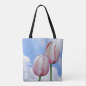 Roze Tulps Blue Sky en White Clouds Draagtas (Achterkant)