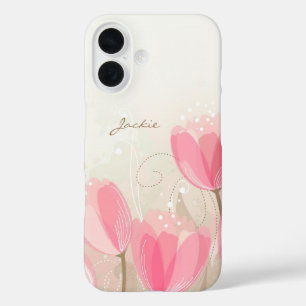 Roze Tulps Flowers iPhone 16 Hoesje