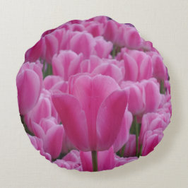 Roze Tulps Round Pillow Rond Kussen