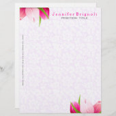Roze Tulps White Damaslagachtergrond Briefhoofd (Voorkant / Achterkant)