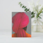 Roze Turban Briefkaart (Staand voorkant)