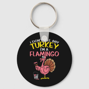 Roze Turkije Flamingo Fun Thanksgiving Dierenvrien Sleutelhanger