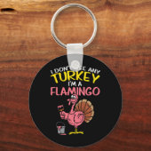 Roze Turkije Flamingo Fun Thanksgiving Dierenvrien Sleutelhanger (Voorkant)