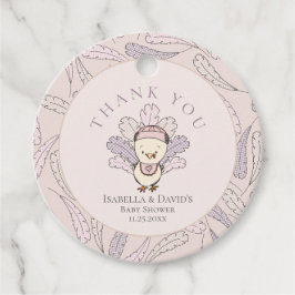 Roze Turkije & Veren Meisje Baby shower Dank u Bedankjes Labels