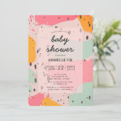 Roze Turquoise Abstract Baby shower Uitnodiging (Staand voorkant)