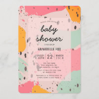 Roze Turquoise Abstract Baby shower Uitnodiging