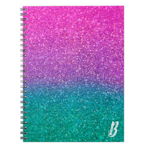 Roze Turquoise Aqua Blauwe & Paarse Glitter Glans Notitieboek