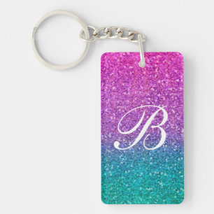 Roze Turquoise Aqua Blauwe & Paarse Glitterende Gl Sleutelhanger