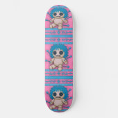 Roze + Turquoise Blauwe Voodoo Doll Skateboard (Voorkant)
