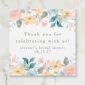 Roze Turquoise Bloem Bruiloft Feest Aangepaste Dan Bedankjes Labels (Achterkant)