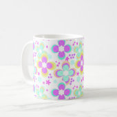 Roze, turquoise, bloem koffiemok (Voorkant links)