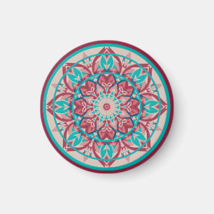 Roze & Turquoise Boho Mandala Magneet