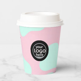 Roze & Turquoise Bubbel Papier Beker - Custom Logo