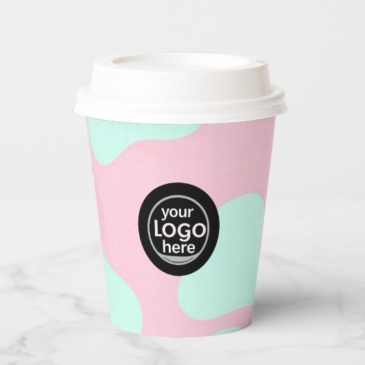 Roze & Turquoise Bubble Paper Cup - Aangepaste Log Papieren Bekers (Voorkant)