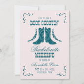 Roze Turquoise Cowgirl Vrijgezellen Social Club Kaart (Voorkant)