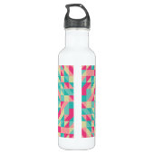 Roze turquoise driehoek monogram waterfles  (Achterkant)
