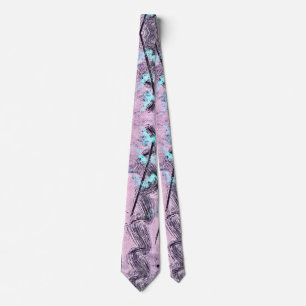 Roze, Turquoise en Abstract zwart Stropdas