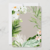 Roze, turquoise en orchidee tropische bloem save the date (Achterkant)