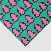 Roze & Turquoise Forest Pine Tree Patroon Tissuepapier (Detail)