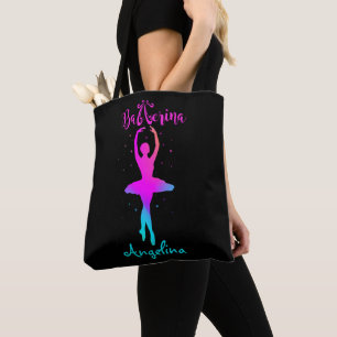 Roze Turquoise Gepersonaliseerde Ballerina T-Shirt Draagtas