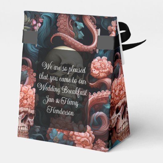 Roze Turquoise Gotische Octopus Tentakels Bruiloft Bedankdoosjes (Achterkant)