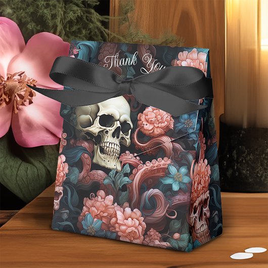 Roze Turquoise Gotische Octopus Tentakels Bruiloft Bedankdoosjes