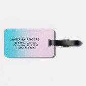 Roze & Turquoise Ombre Faux Glitter Bagagelabel (Achterkant horizontaal)