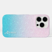 Roze & Turquoise Ombre Faux Glitter Case-Mate iPhone Case (Achterkant (horizontaal))