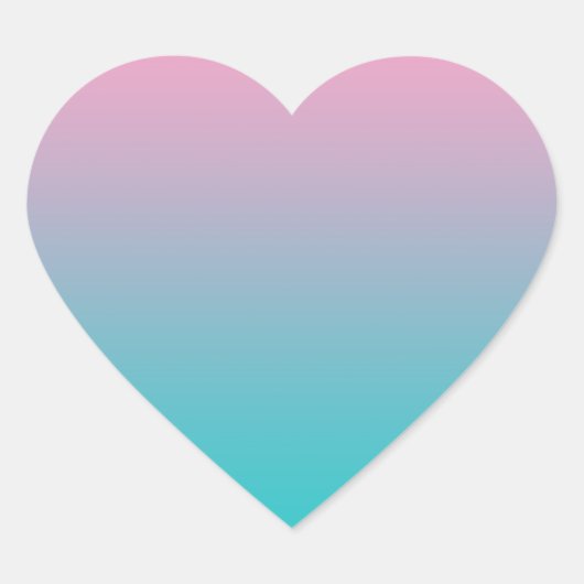 Roze & Turquoise Ombre Hart Sticker (Voorkant)