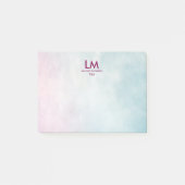 Roze Turquoise Ombre Schoon Monogram Post-it® Notes (Voorkant)