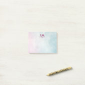 Roze Turquoise Ombre Schoon Monogram Post-it® Notes (Op bureau)