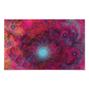 ROZE & TURQUOISE PSYCHEDELISCHE FRACTALE KUNST FOTO AFDRUK