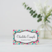 Roze Turquoise Quatrefoil Personal Visitekaartje (Staand voorkant)