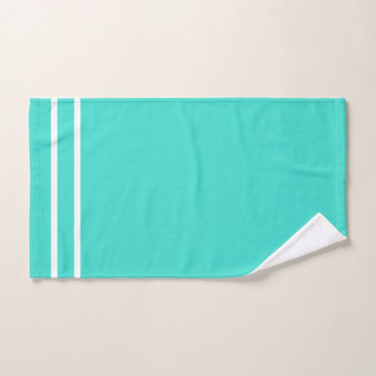 Roze turquoise witte geometrische strepen bad handdoek (Handdoek)