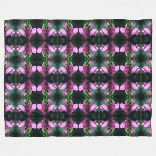 Roze Turtlehead Flower Abstract Fleece Deken (Voorkant (Horizontaal))